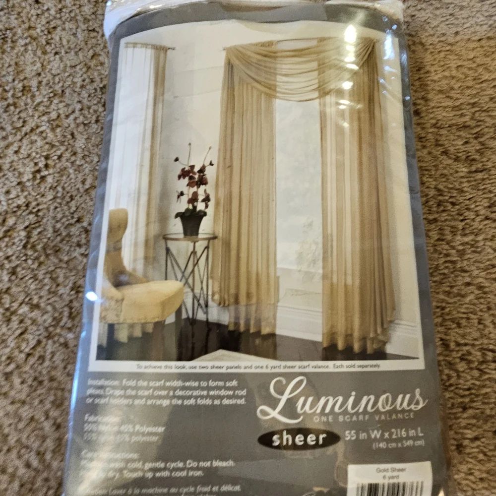 Luminous Shiny Tan/Gold Scarf Valance